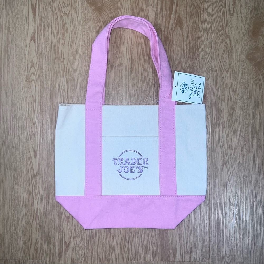 Trader Joe’s Pink and Cream Mini Canvas Tote Bag